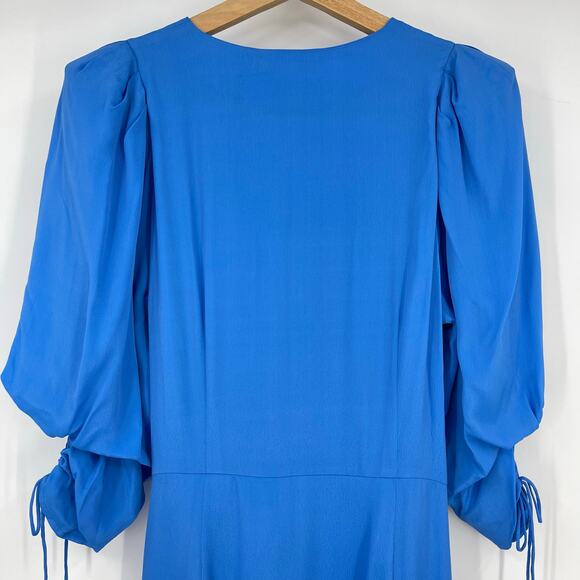 Magali Pascal | NWT Electric Blue Milena Dress Silk Blend Gathered Midi S - Picture 9 of 12